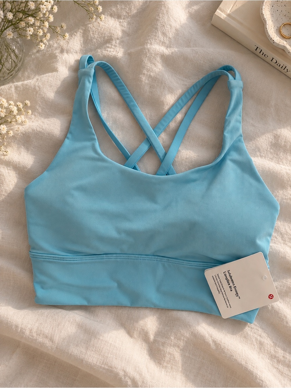 NWT lululemon Energy Longline Bra Athletic Cyan Blue Size 4